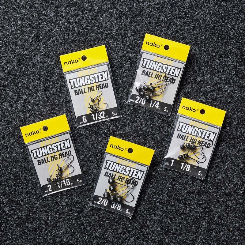 Nako 200% Sensitive Tungsten Ball Jig Heads - 5 Pack - No Chip Black - Tungsten Fishing Jig Heads, 1/32, 1/16, 1/8, 3/16, 1/4, 3/8oz, Damiki Rig Jig Heads - Image 4